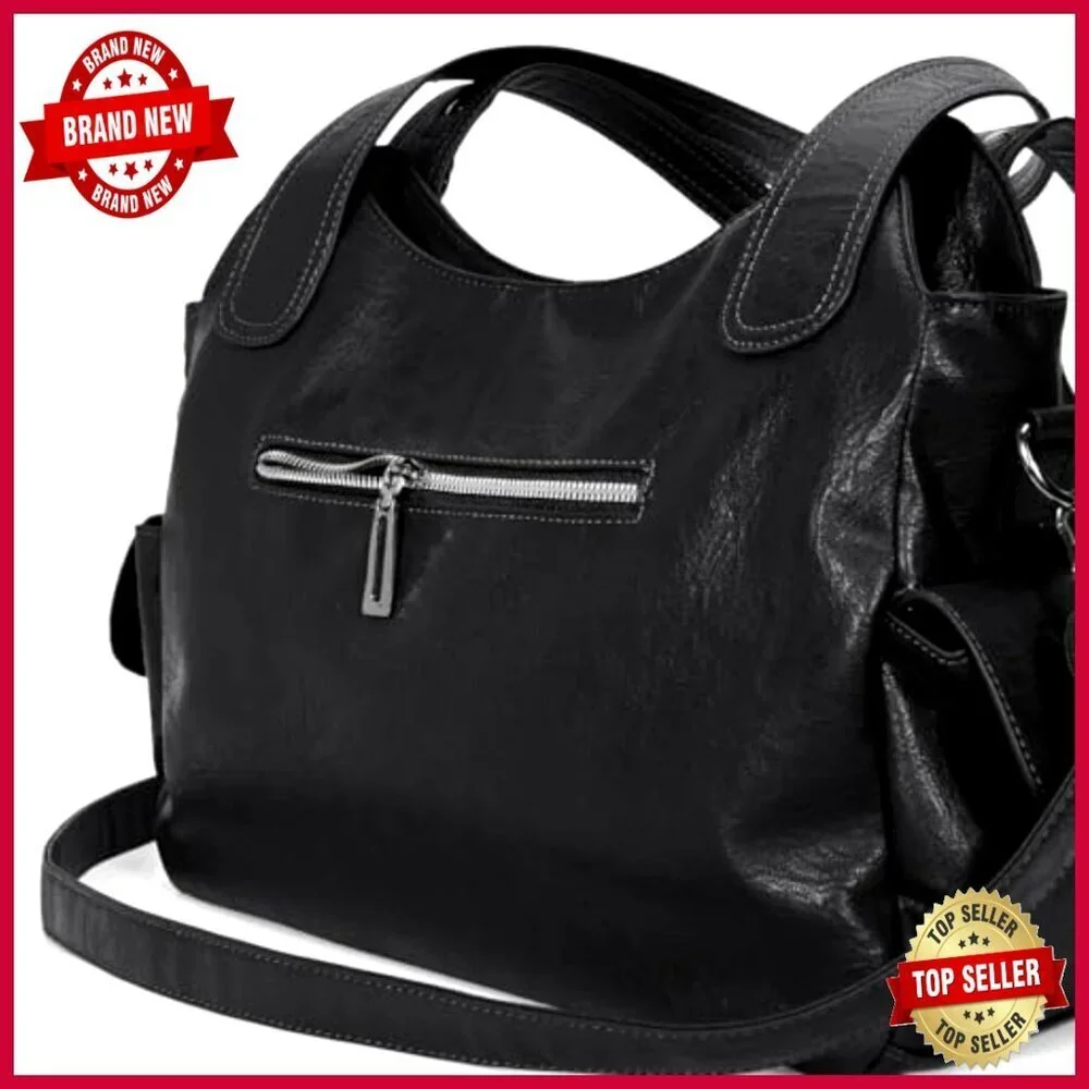 Slouchy Hobo Tote Bag Faux Leather Crossbody Shoulder Purse Punk Style